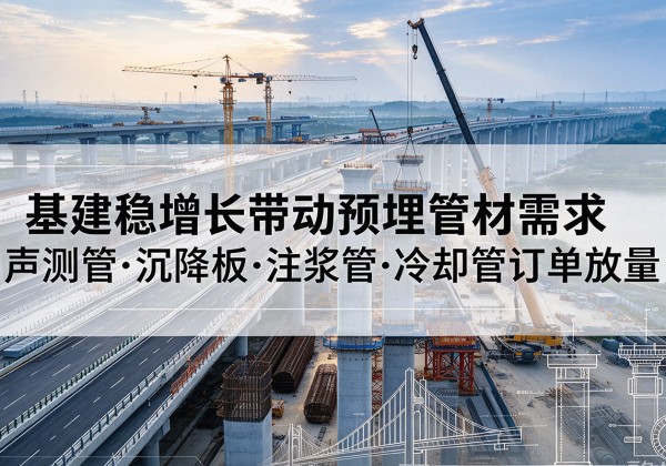 马尾基建稳增长带动预埋监测管材需求，声测管、沉降板、注浆管订单持续放量